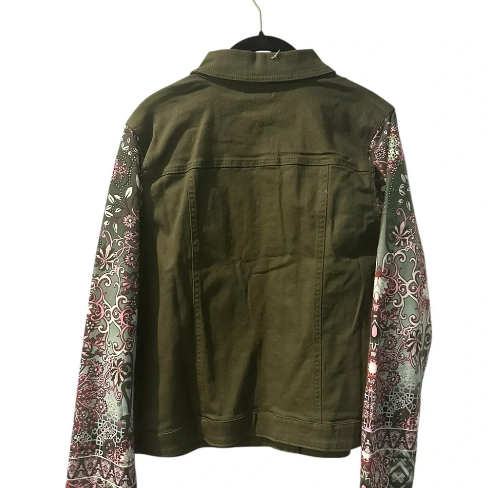 NWT One World Live & Let Live Womens Jacket Size XL Green Multicolor Sleeves - Picture 7 of 8